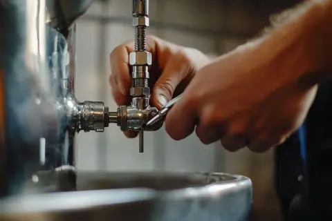 Plumber fixing a tap