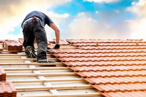 Roofer at work